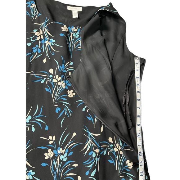 Charter Club Silk Maxi Dress Black Blue Floral Sleeveless Side Zip Size14 Luxury - Picture 9 of 10